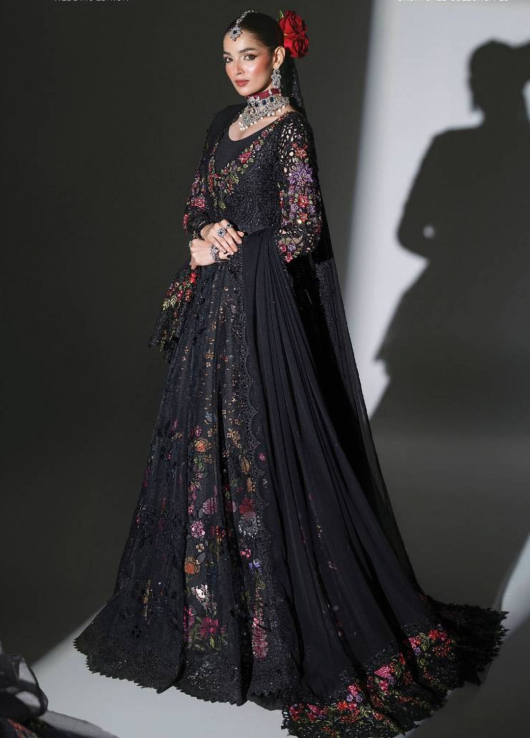 Mbroidered by Maria B Unstitched Embroidered Organza 3 Piece Suit MB26UMW D1 - Wedding Collection