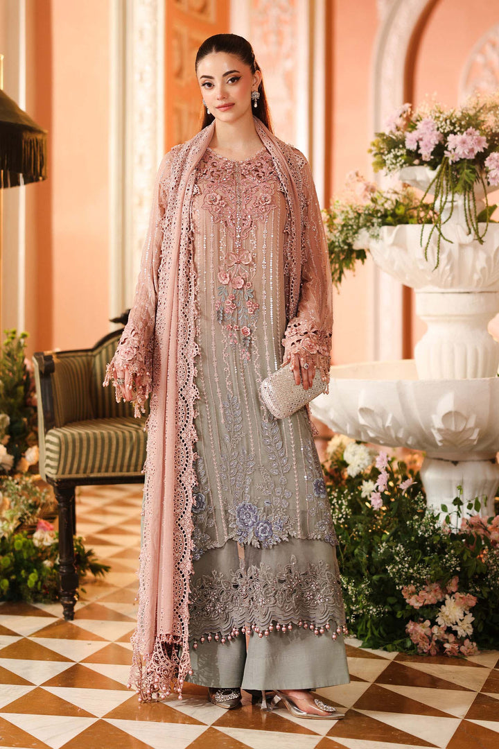 Maria B Unstitched Embroidered Chiffon 3 Piece Suit MB26UCF D2 - Festive Collection