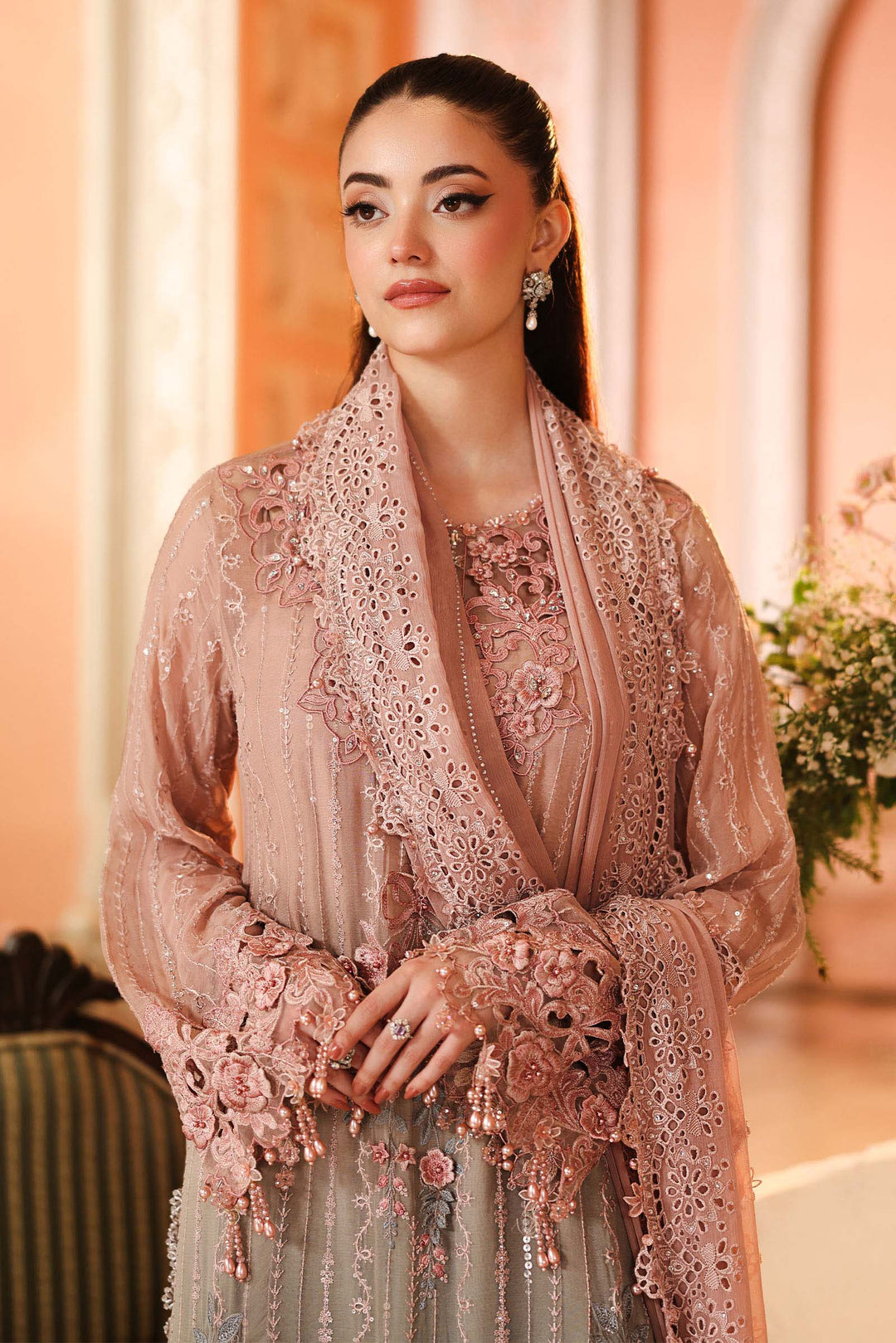 Maria B Unstitched Embroidered Chiffon 3 Piece Suit MB26UCF D2 - Festive Collection