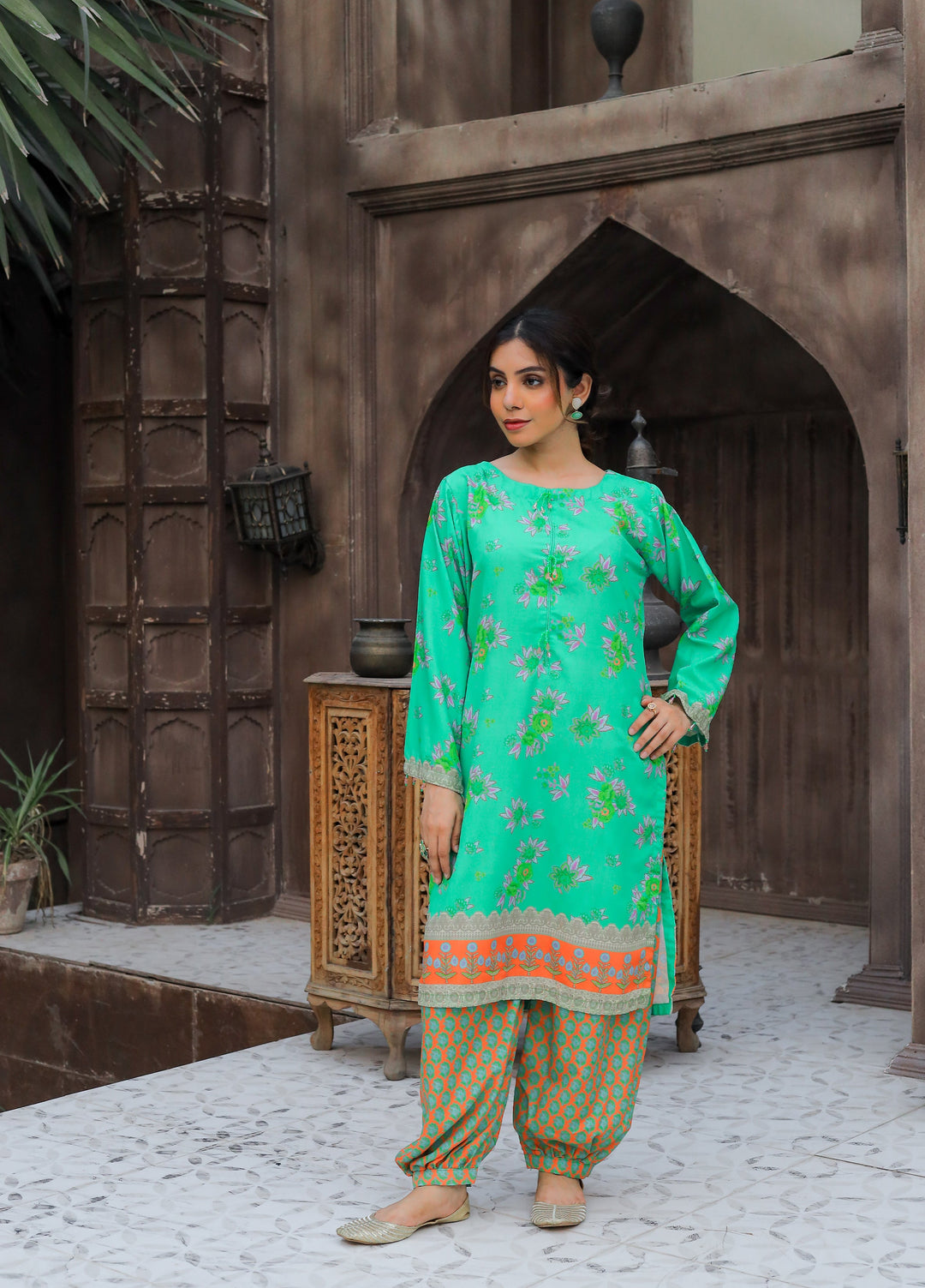 Daily Luxe by Style Up Women RTW Printed Poly Lawn 2 Piece Suit Blossom Charm - Casual Collection