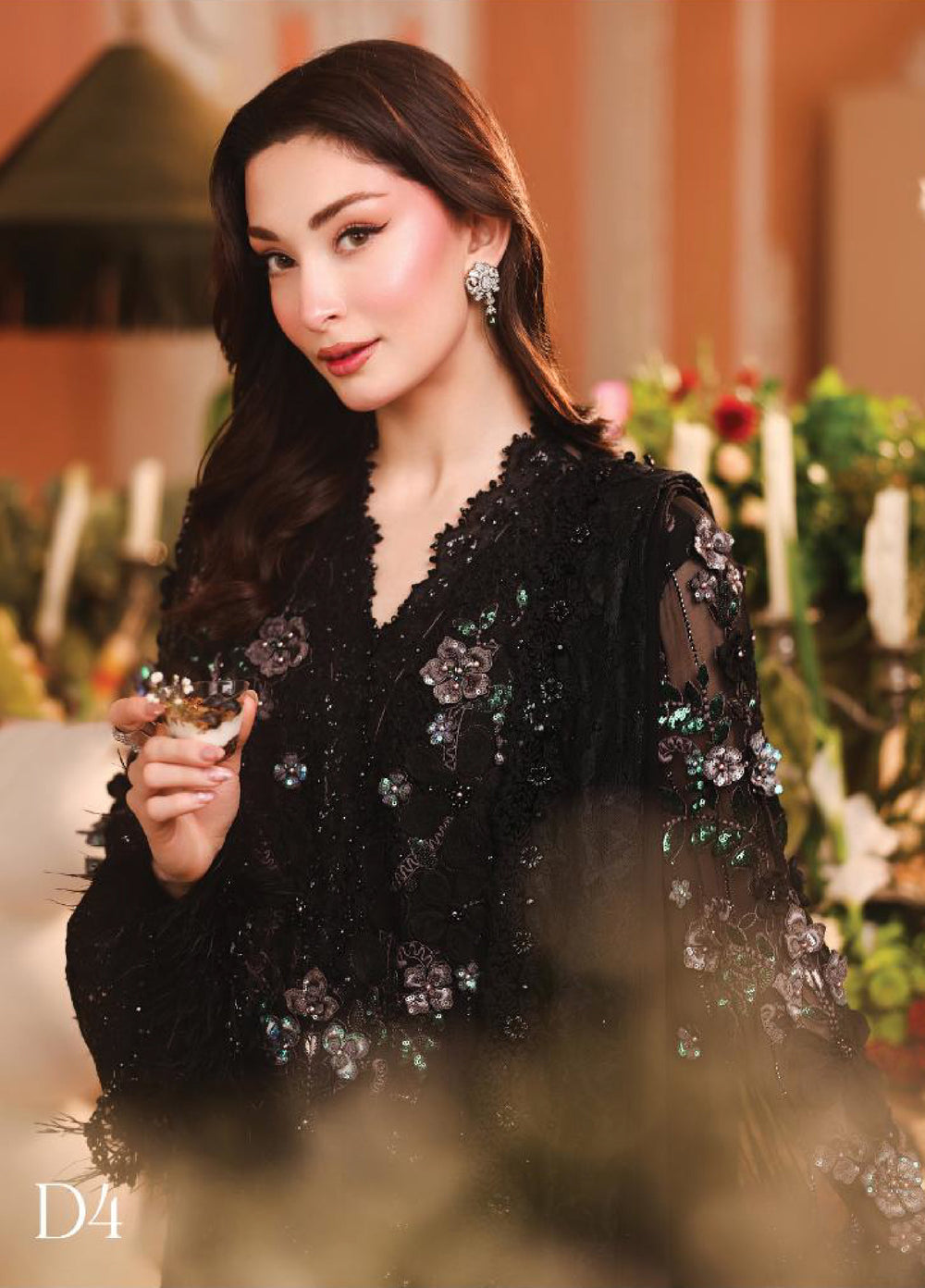 Maria B Unstitched Embroidered Chiffon 3 Piece Suit MB26UCF D4 - Festive Collection
