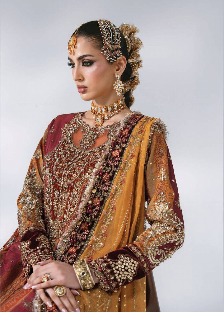 Mbroidered by Maria B Unstitched Embroidered Raw Silk 3 Piece Suit MB26UMW D4 - Wedding Collection