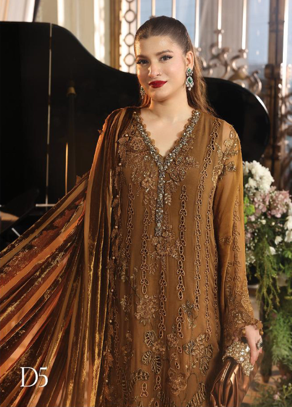Maria B Unstitched Embroidered Chiffon 3 Piece Suit MB26UCF D5 - Festive Collection