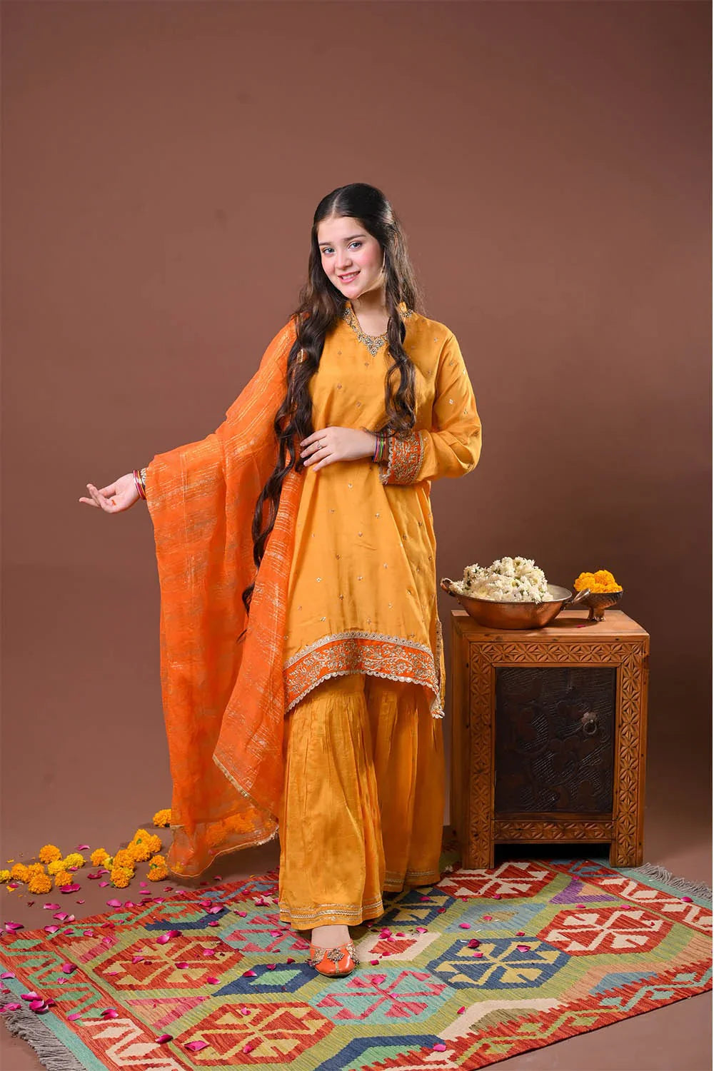 Senorita Girls Solids Chiffon Silk 3 Piece Suit GDD-03153 - Casual Collection