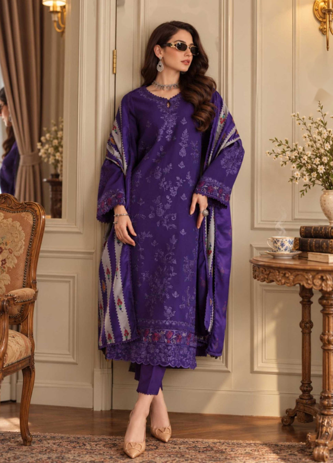 Noor by Saadia Asad Unstitched Embroidered Linen 3 Piece Suit SA26UNL D6 B - Winter Collection