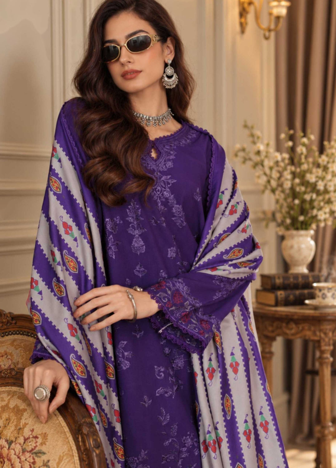 Noor by Saadia Asad Unstitched Embroidered Linen 3 Piece Suit SA26UNL D6 B - Winter Collection