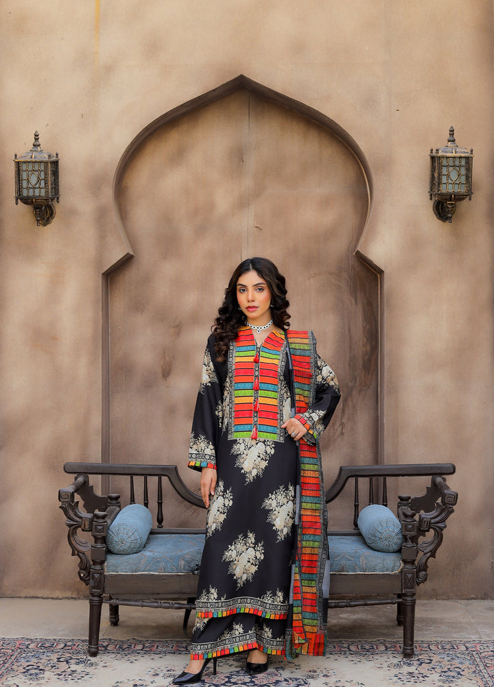 Daily Luxe by Style Up Women RTW Printed Poly Lawn 3 Piece Suit Midnight Mosaic - Casual Collection