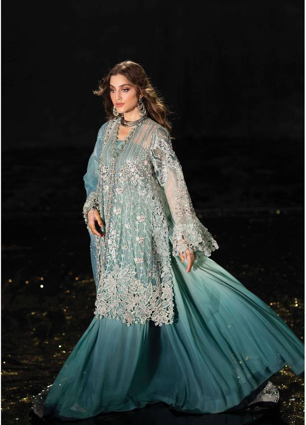 Mbroidered by Maria B Unstitched Embroidered Organza 3 Piece Suit MB26UMW D7 - Wedding Collection
