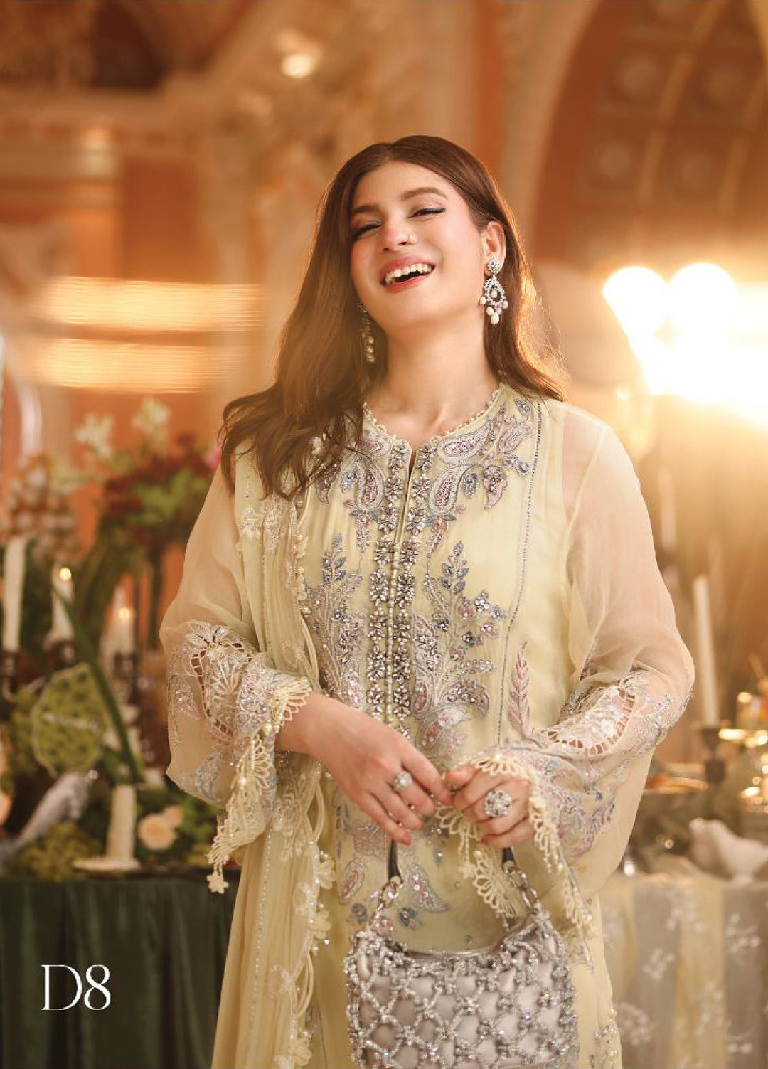 Maria B Unstitched Embroidered Chiffon 3 Piece Suit MB26UCF D8 - Festive Collection