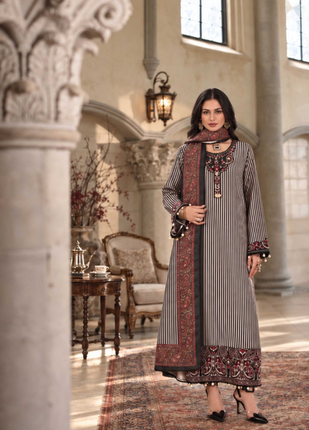 Noor by Saadia Asad Unstitched Printed Linen 3 Piece Suit SA26UNL D9 B - Winter Collection