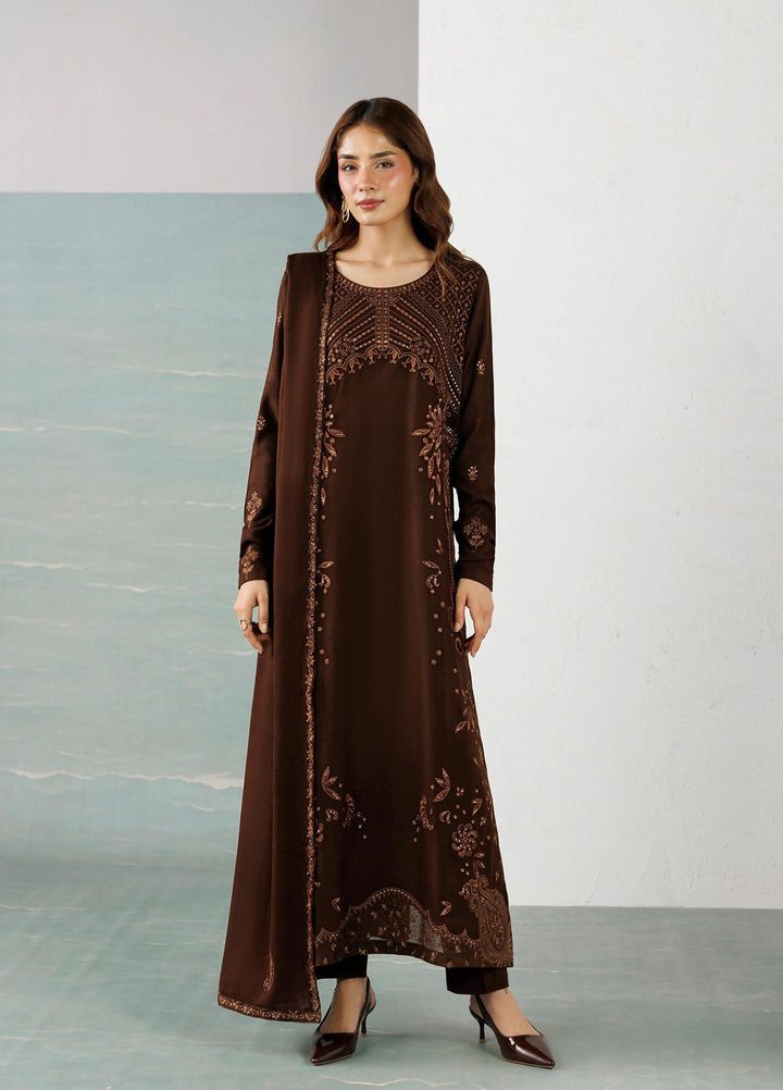 Miras by Daria Unstitched Embroidered Leather Peach 3 Piece Suit DN26UML DA-130 - Fextive Collection