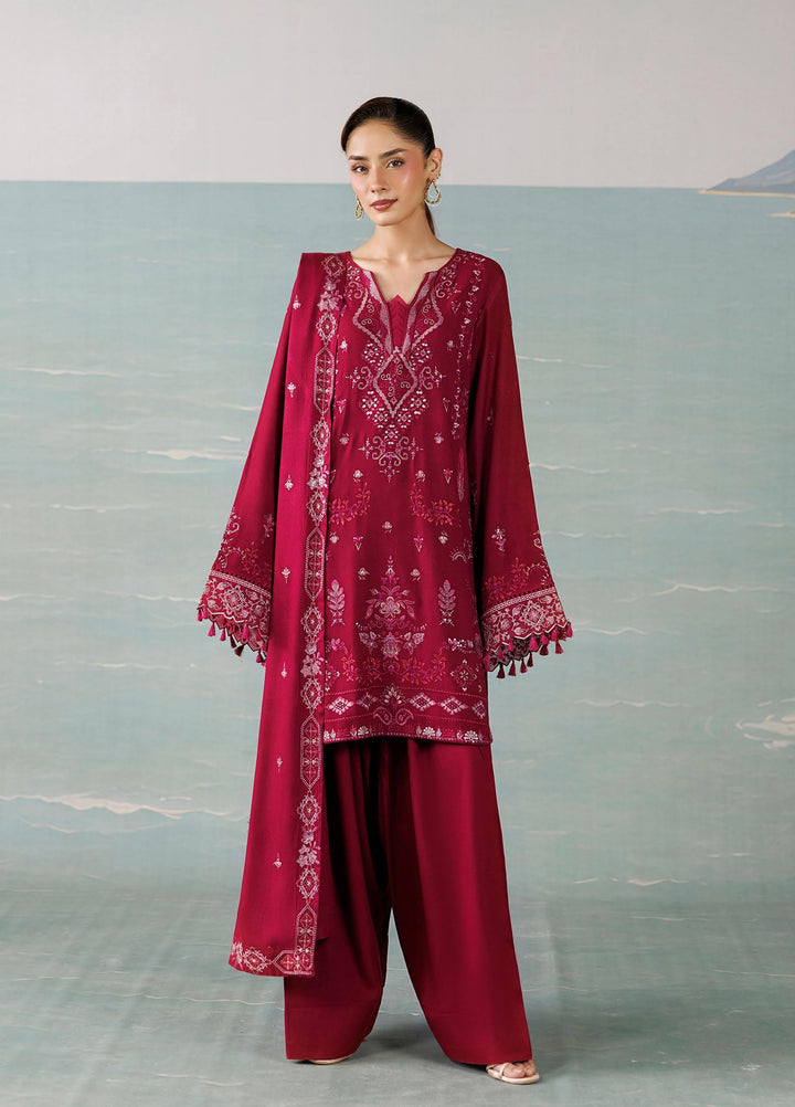 Miras by Daria Unstitched Embroidered Leather Peach 3 Piece Suit DN26UML DA-133 - Fextive Collection