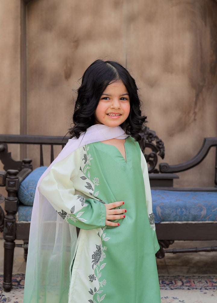 Everyday Edit by Style Up Girls RTW Printed Poly Lawn 3 Piece Suit Pastel Mint - Casual Collection