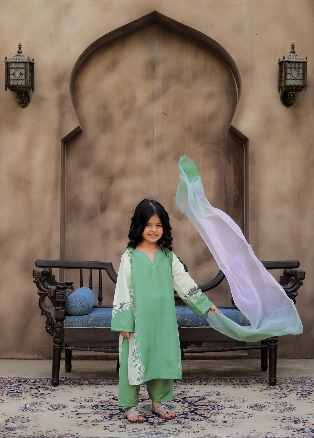 Everyday Edit by Style Up Girls RTW Printed Poly Lawn 3 Piece Suit Pastel Mint - Casual Collection