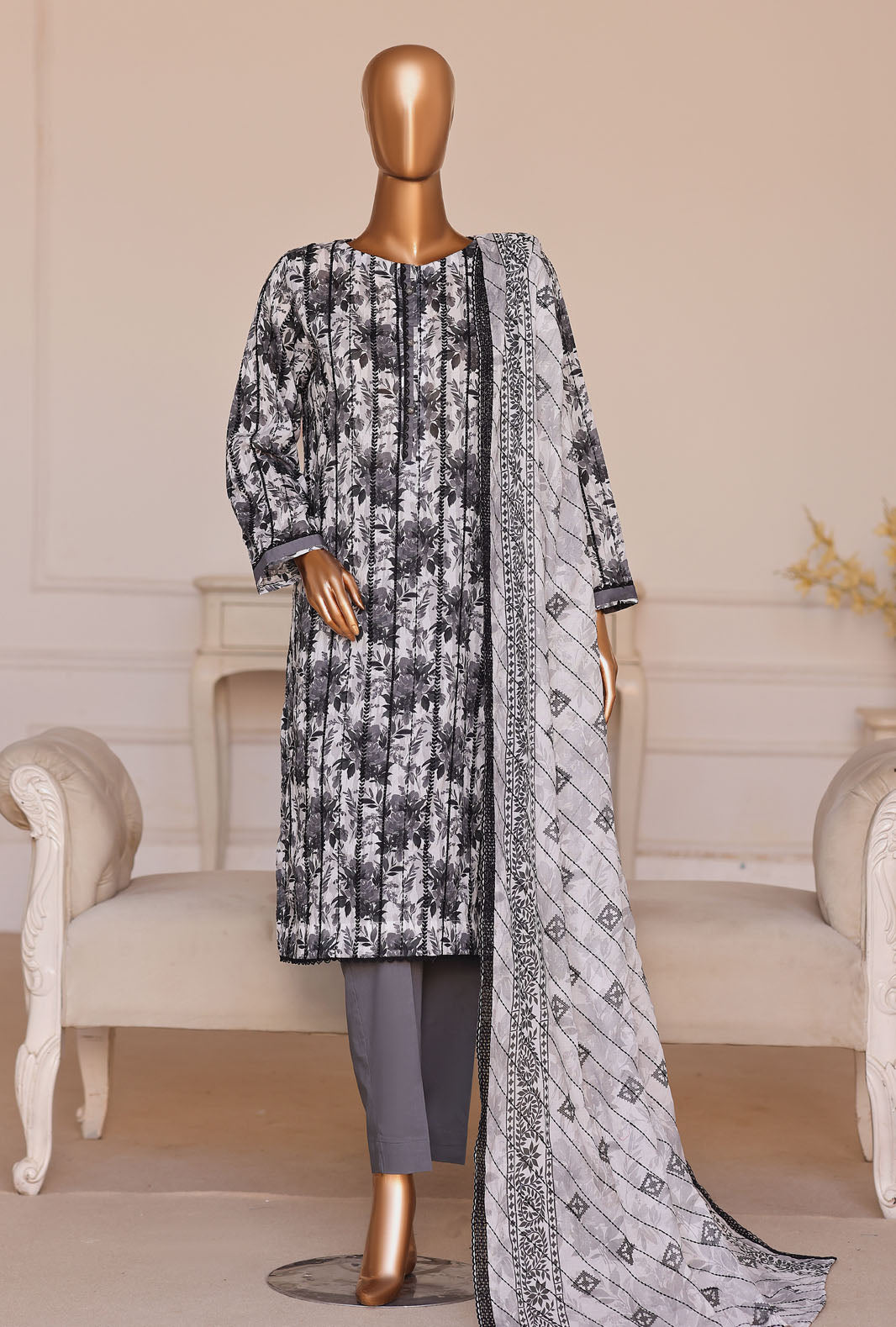 Dhagakari by HZ Textile Unstitched Embroidered Lawn 3 Piece Suit  DEC - 1077 - Casual Collection