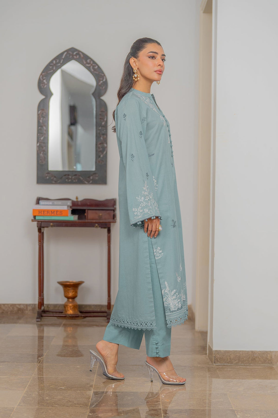 Sahar Women RTW Chikankari Embroidered Lawn 2 Piece Suit Ash Blossom - Festive Collection
