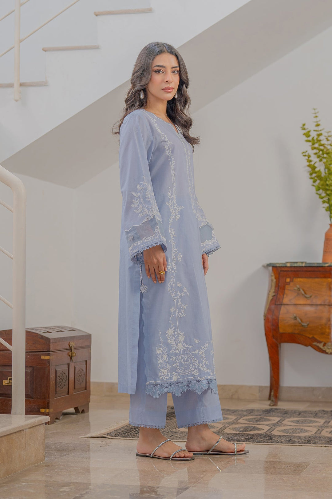 Sahar Women RTW Chikankari Embroidered Lawn 2 Piece Suit Lavender Glow - Festive Collection