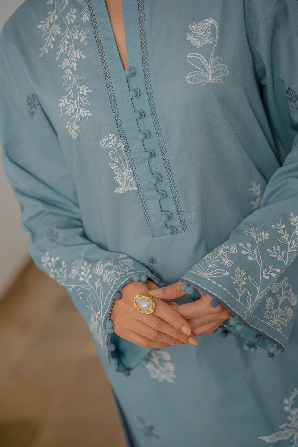 Sahar Women RTW Chikankari Embroidered Lawn 2 Piece Suit Ash Blossom - Festive Collection
