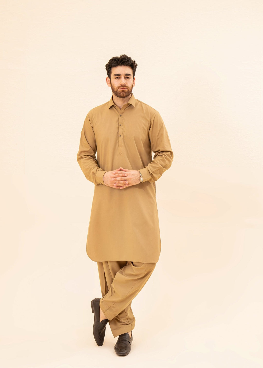 Muraqsh Ready To Wear Solids Cotton Men Camel Kurta Trouser/Shalwar MUR-CKTHL - Summer Collection