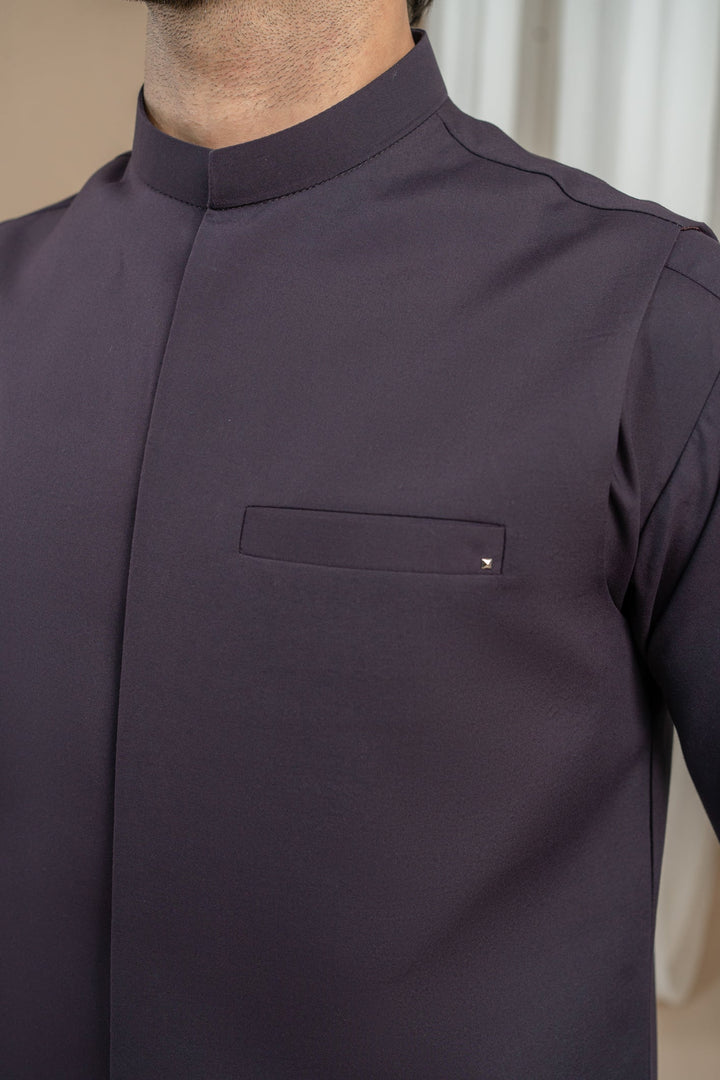 Muraqsh Ready To Wear Solids Cotton Men Deep Burgundy Luxury Blended Waistcoat Straigth Cut -Men MUR-DBLBW - Summer Collection