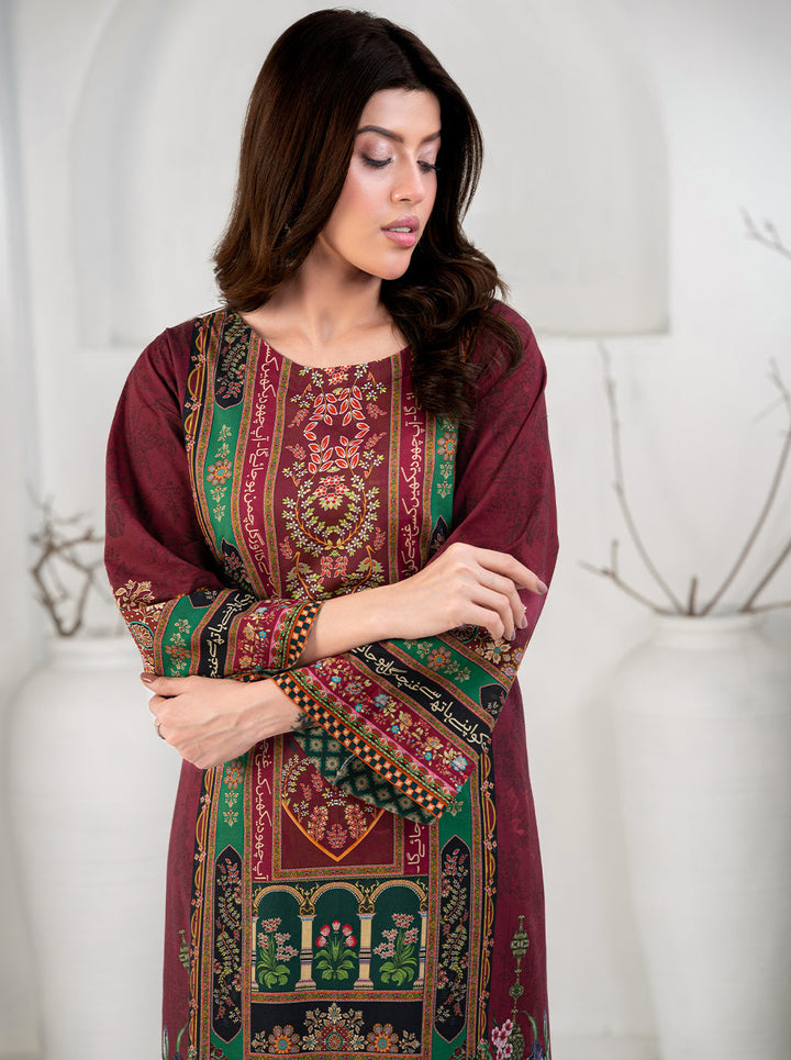 TNG Women Luxury Pret Printed Cambric 3 Piece Suit Gulposh Maroon - Casual Collection