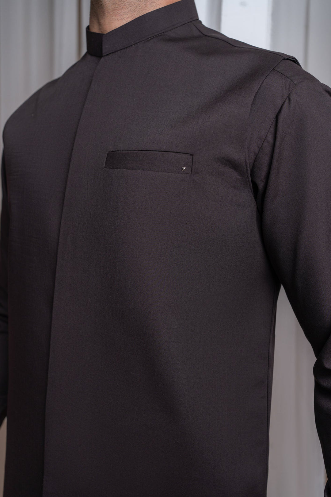 Muraqsh Ready To Wear Solids Cotton Men Dark Brown Blended Waistcoat Straigth Cut MUR-DBBW - Summer Collection