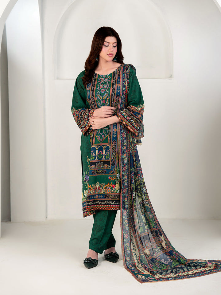 TNG Women Luxury Pret Printed Cambric 3 Piece Suit Gulposh Green - Casual Collection