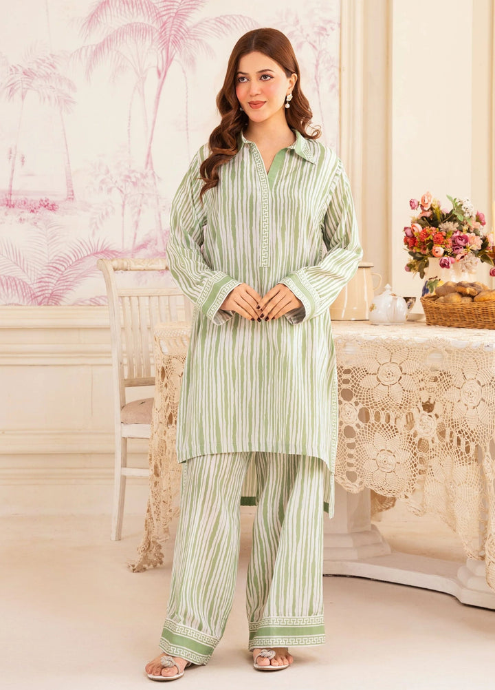 La Elise Women RTW Embroidered Lawn 2 Piece Suit P000074 Basil - Casual Collection