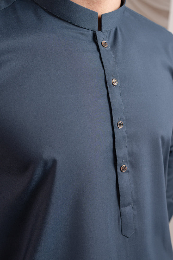 Muraqsh Ready To Wear Solids Cotton Men Charcoal Grey Kurta Trouser/Shalwar MUR-CGKT-KS - Summer Collection