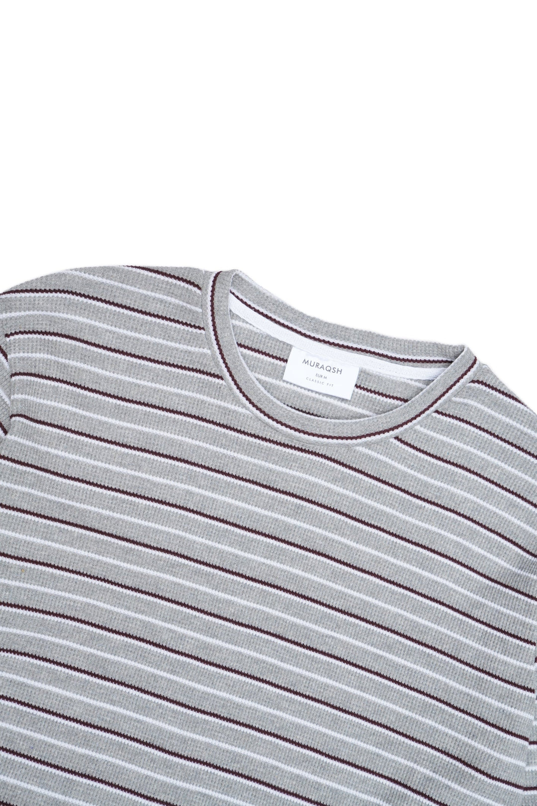 Muraqsh Ready To Wear Solids Cotton Men Waffle Grey Striped Sweat Shirt ABD-WGSSS - Summer Collection