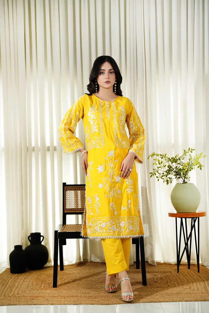 Dhaga Women Pret Embroidered 2 Piece poly cambric Honey Haze SS25DSE105 - Summer Collection