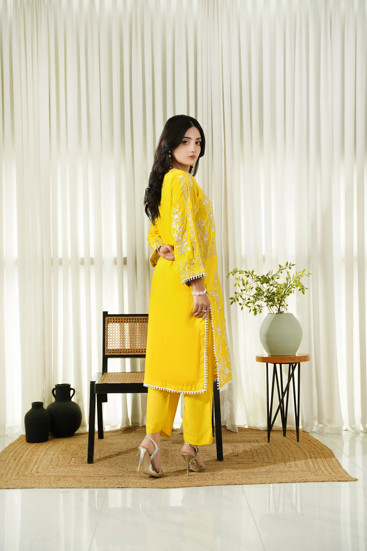 Dhaga Women Pret Embroidered 2 Piece poly cambric Honey Haze SS25DSE105 - Summer Collection