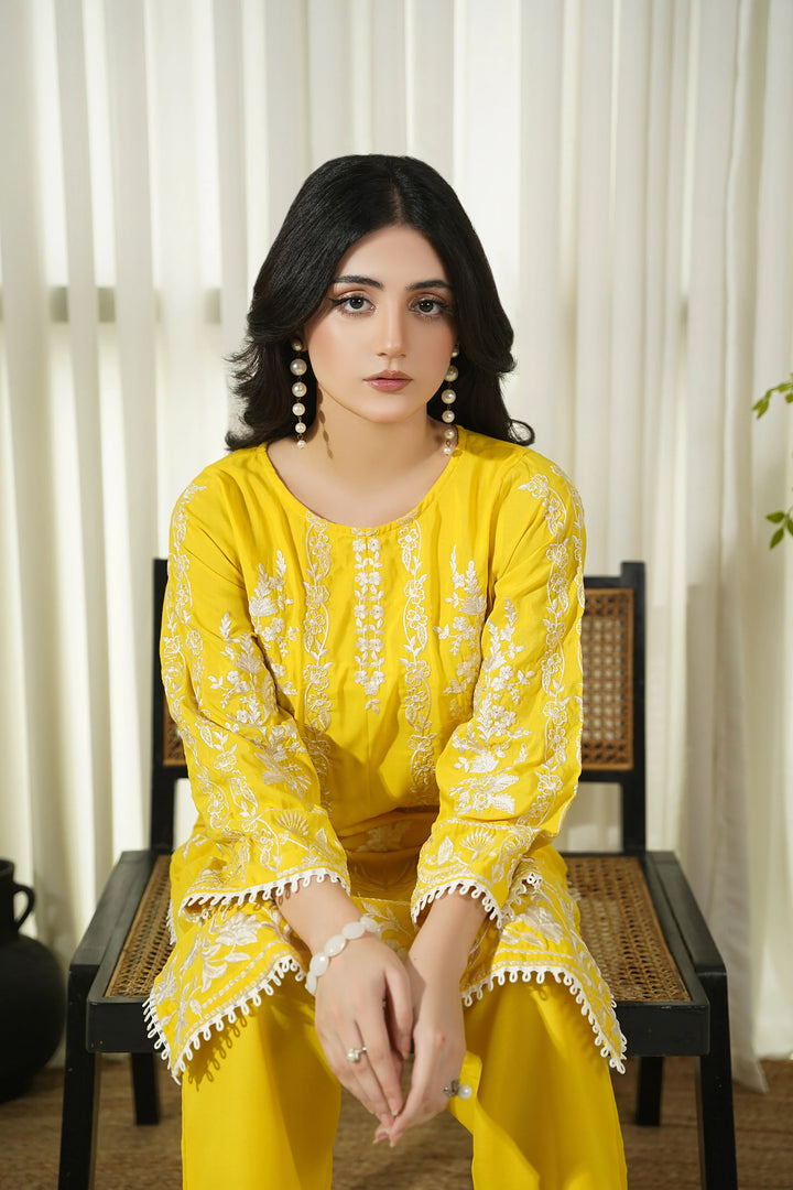 Dhaga Women Pret Embroidered 2 Piece poly cambric Honey Haze SS25DSE105 - Summer Collection