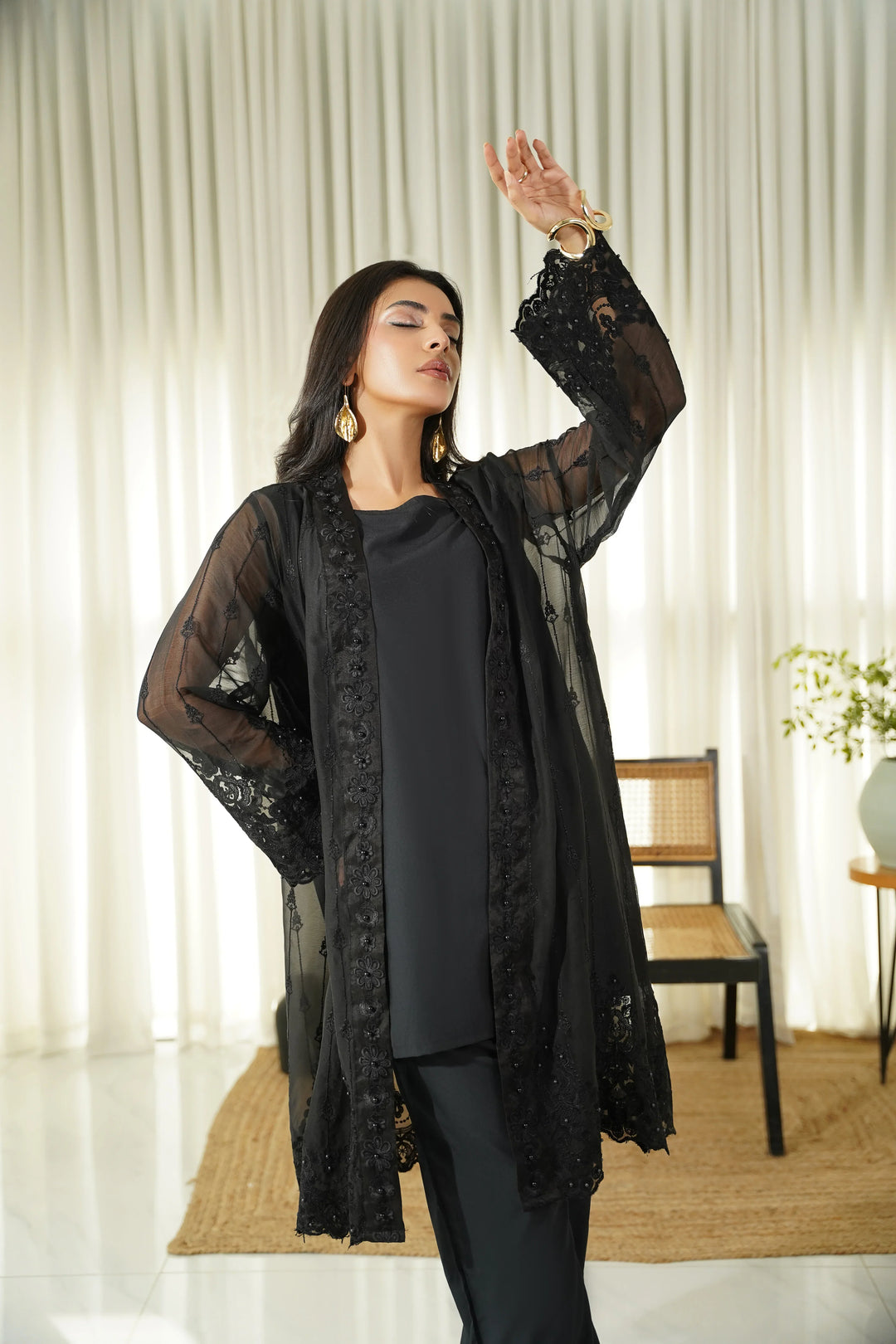 Dhaga Women Pret Embroidered 2 Piece Chiffon Coat Liana SS25DSE102 - Summer Collection