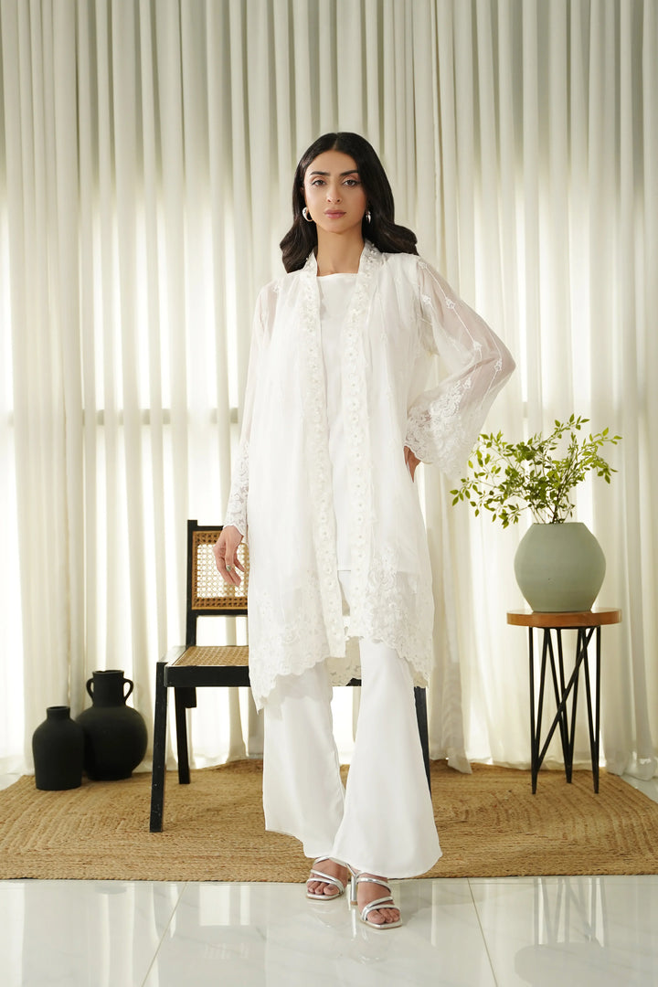 Dhaga Women Pret Embroidered 2 Piece Chiffon Coat Perla SS25DSE101 - Summer Collection