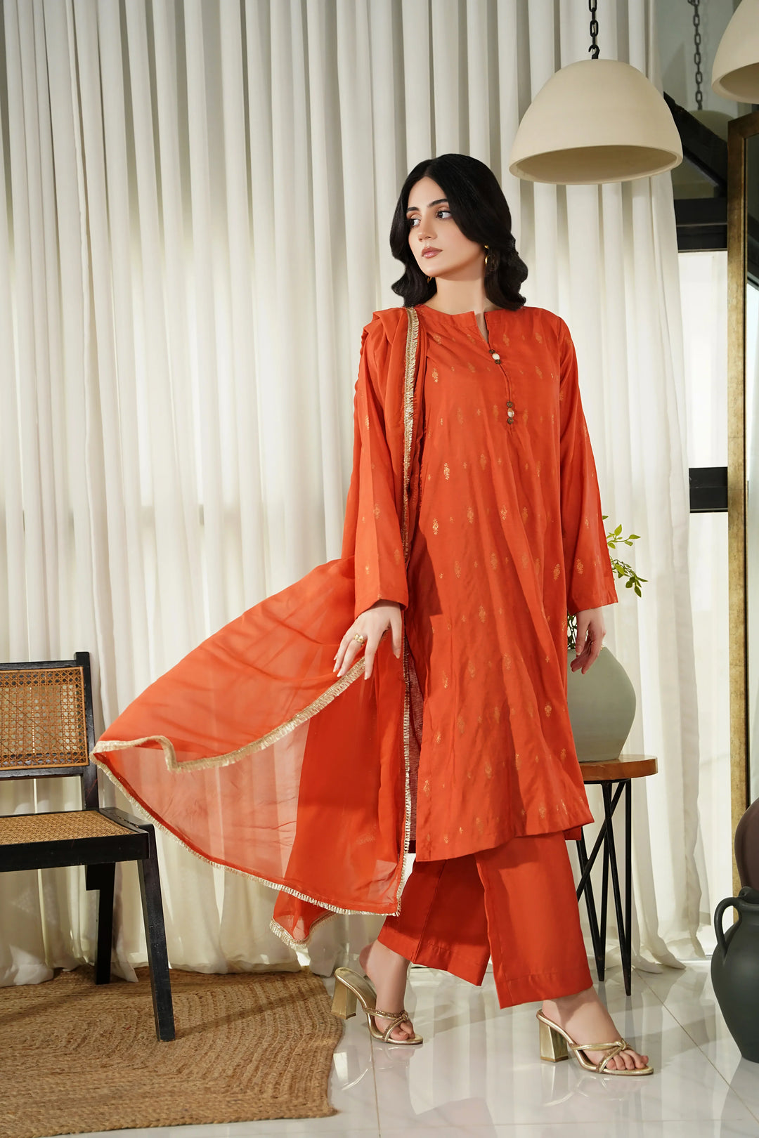 Dhaga Women Pret Embroidered 3 Piece Chikankari Mina SS25DSEMINA - Summer Collection