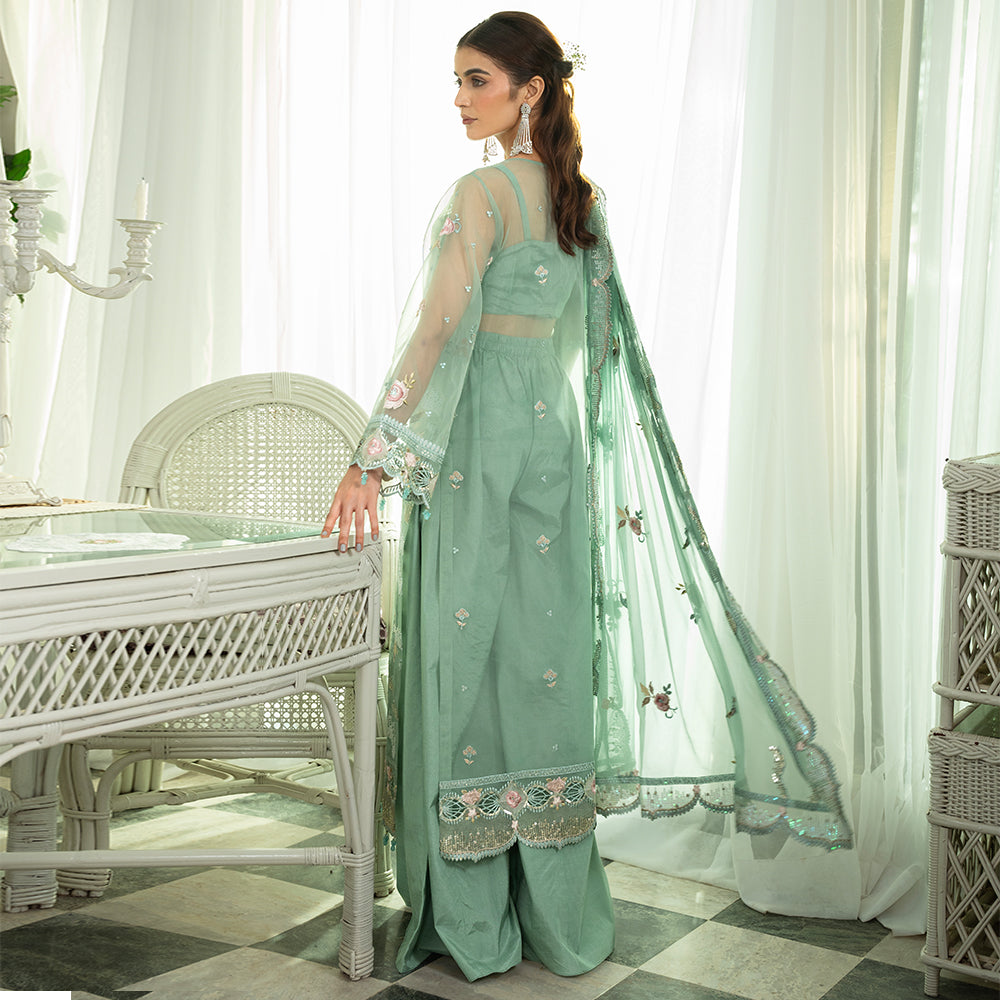 Zebtan Women Unstitched Embroidered Organza 3 Piece Suit ZM-02 Festive Collection