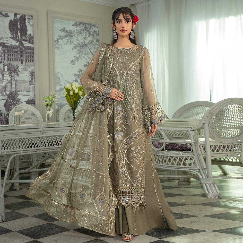 Zebtan Women Unstitched Embroidered Chiffon 3 Piece Suit ZM-07 Festive Collection