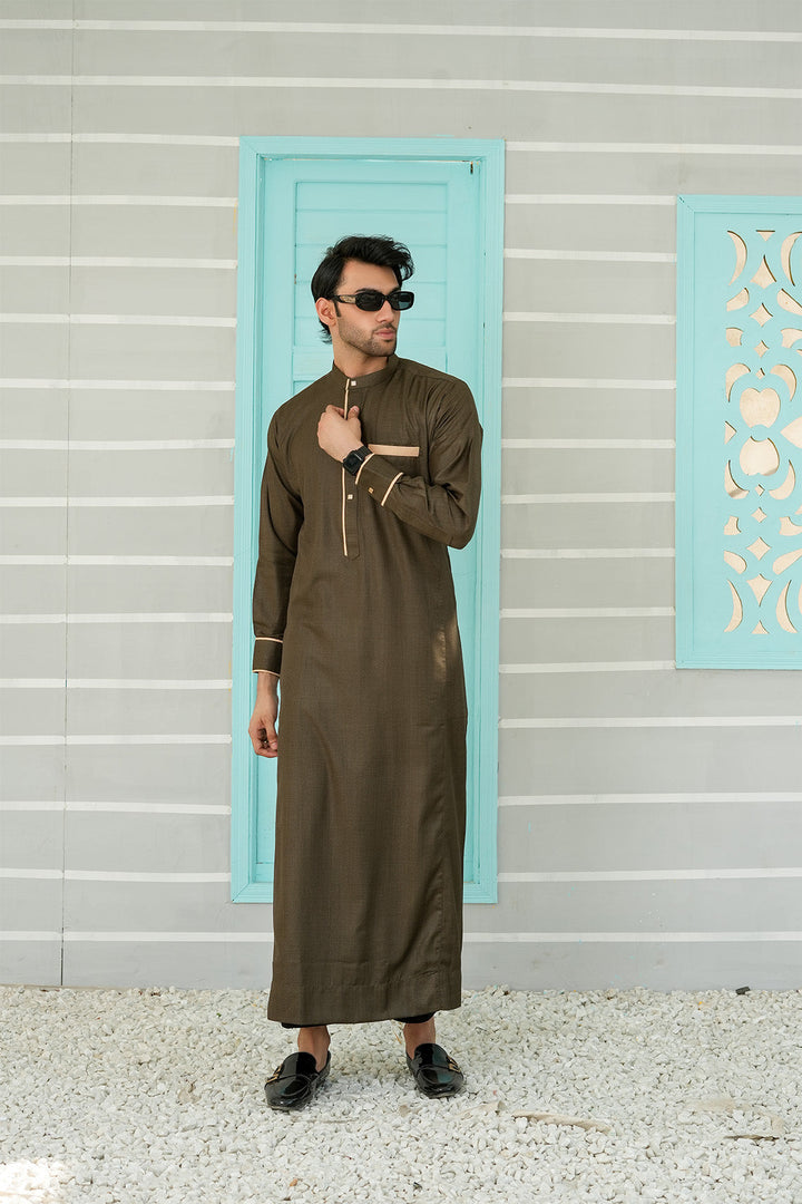 Royal Arabic Jubba by Edge Republic Mens RTW Solids Cotton Viscose 2 Piece Suit JB 013 Festive Collection
