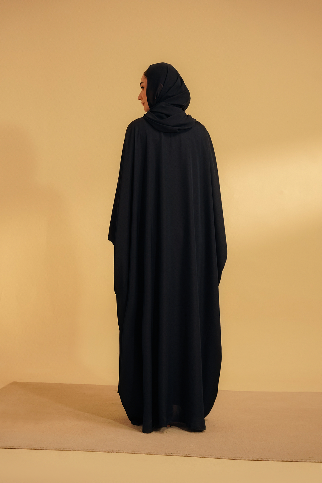 Divinely Crafted Abaya Casual Crepe 1 Piece Kaftan Abaya | Navy
