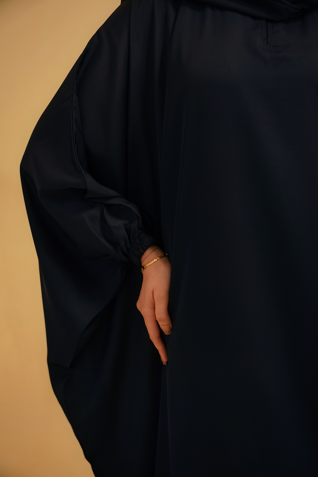 Divinely Crafted Abaya Casual Crepe 1 Piece Kaftan Abaya | Navy