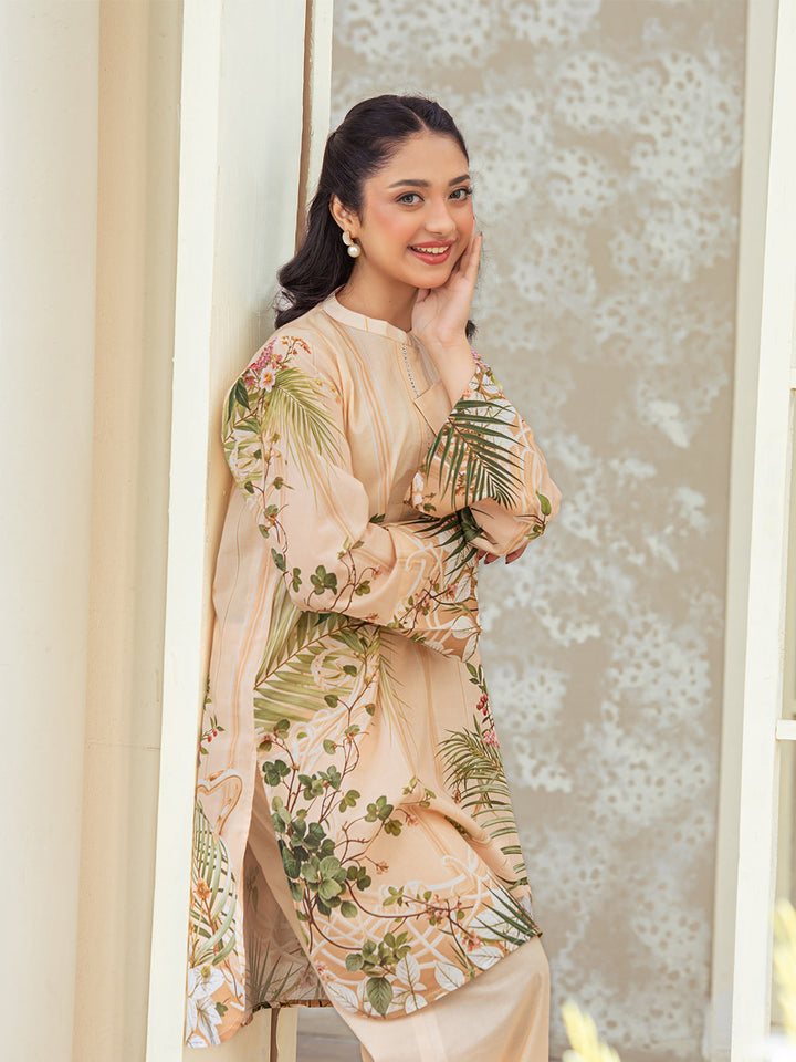 TNG Women Luxury Pret Printed Cambric 2 Piece Suit Shajar Beige - Casual Collection