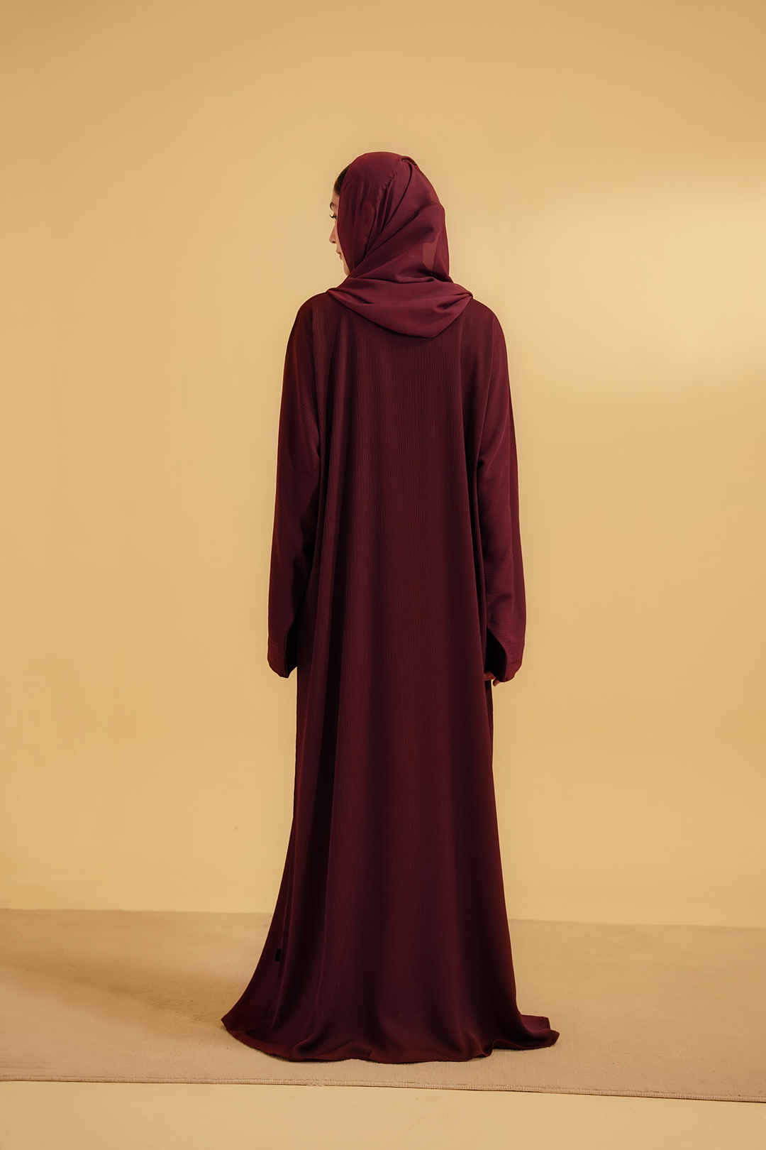 Divinely Crafted Abaya Casual Crepe 1 Piece Textured Abaya | Maroon