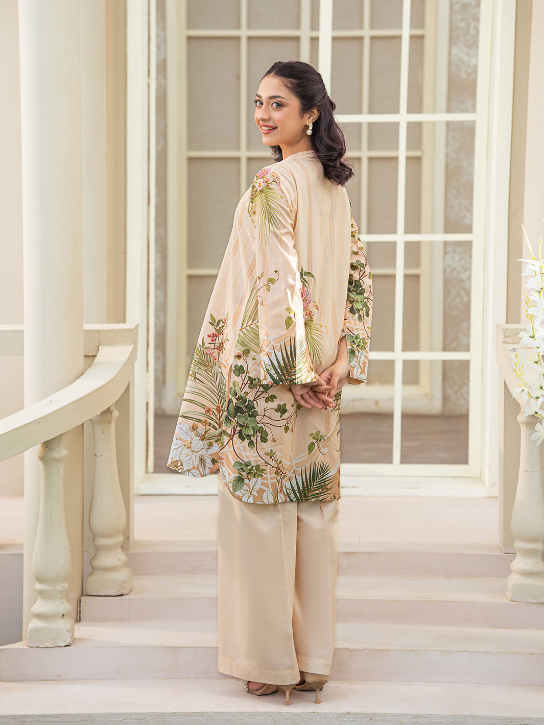 TNG Women Luxury Pret Printed Cambric 2 Piece Suit Shajar Beige - Casual Collection