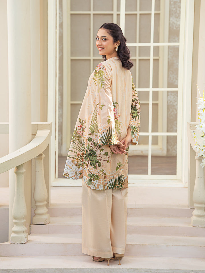 TNG Women Luxury Pret Printed Cambric 2 Piece Suit Shajar Beige - Casual Collection
