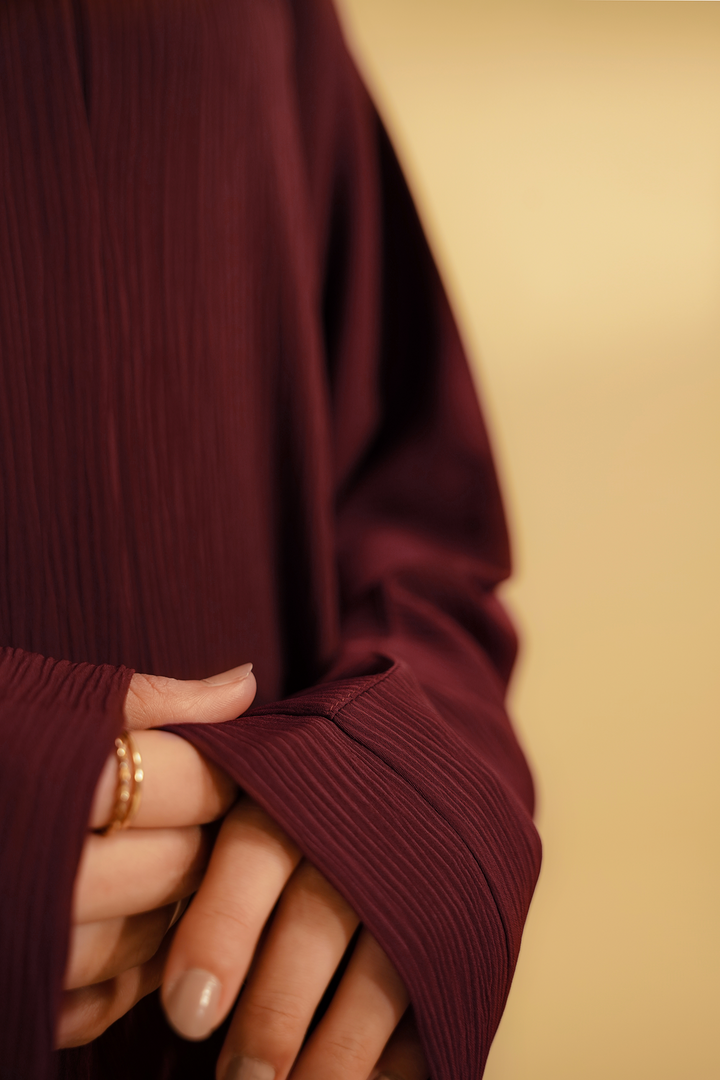 Divinely Crafted Abaya Casual Crepe 1 Piece Textured Abaya | Maroon
