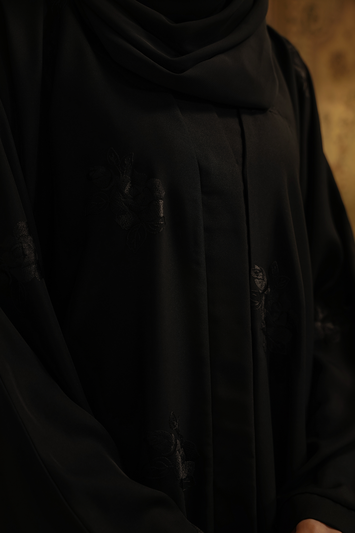 Divinely Crafted Women Basic Embroidered Black Abaya - Summer Collection