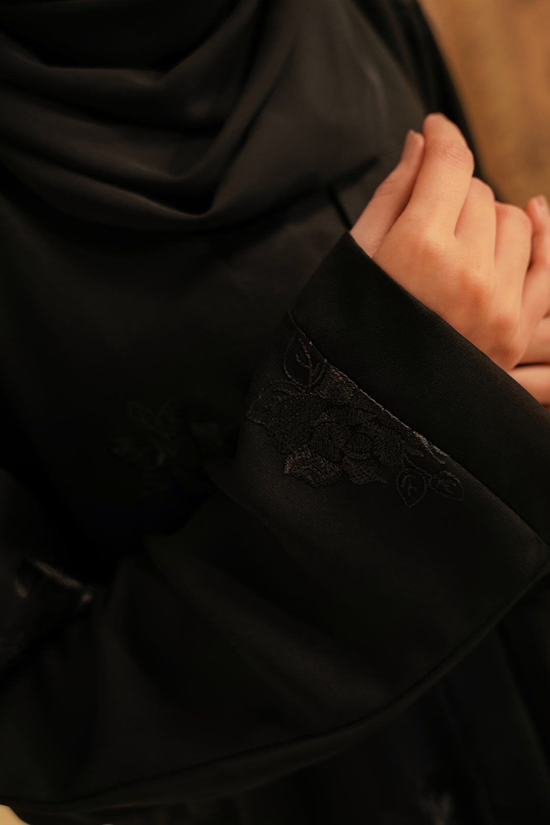 Divinely Crafted Women Basic Embroidered Black Abaya - Summer Collection