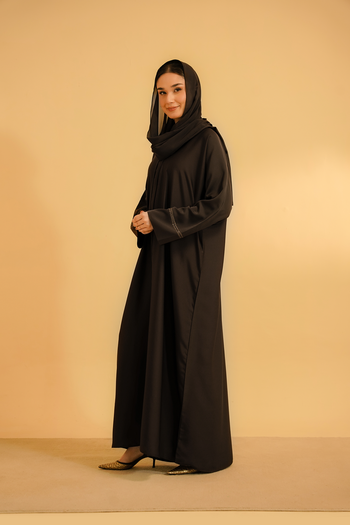 Divinely Crafted Abaya Casual Crepe 1 Piece Basic Diamante Abaya | Brown