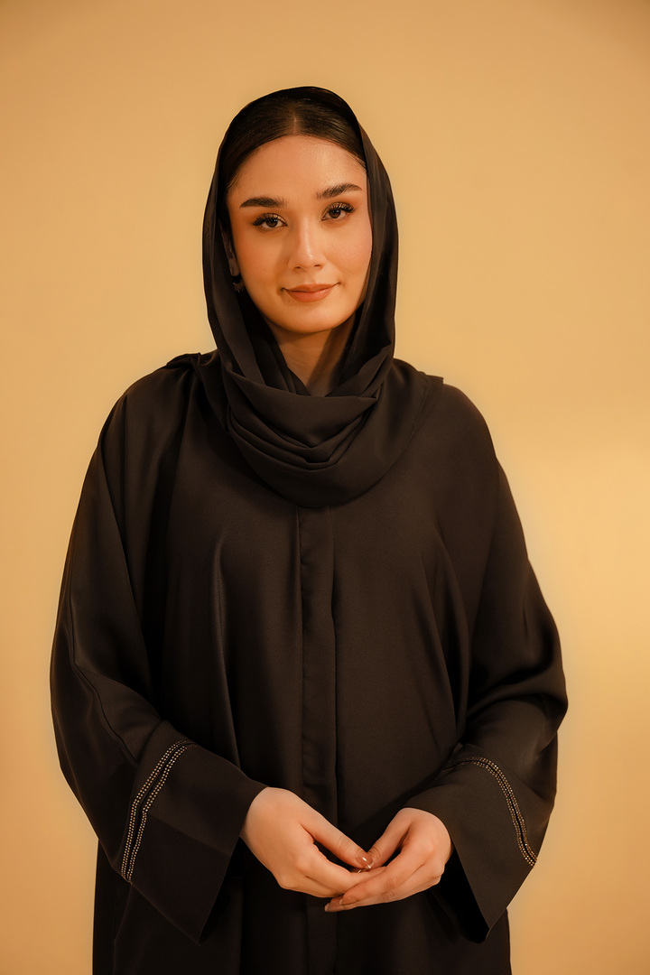 Divinely Crafted Abaya Casual Crepe 1 Piece Basic Diamante Abaya | Brown